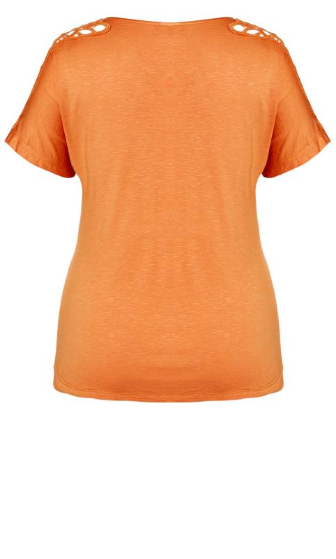 Evans Orange Crochet Sleeve T-Shirt 5