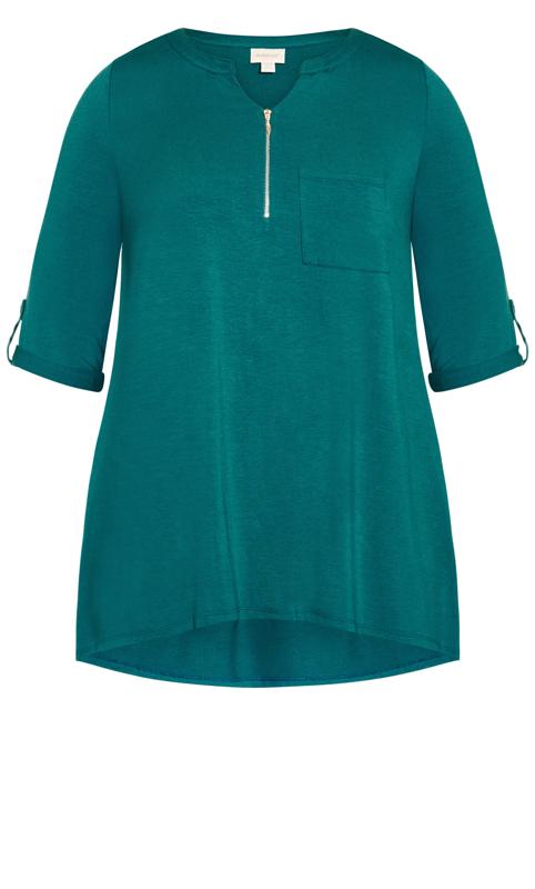 Avenue Blue Zip Front Knitted Tunic 5