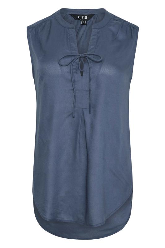 LTS Tall Women's Navy Blue Tie Detail Sleeveless Top | Long Tall Sally 6