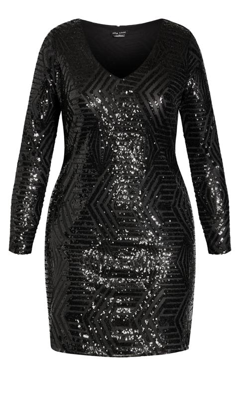 Evans Black Geometric Sequin Mini Dress 4