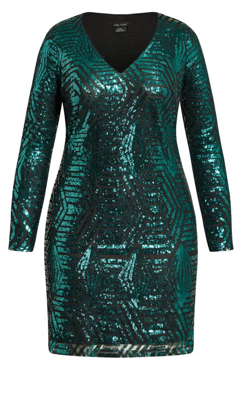 Evans Green Emerald Sequin Geometric Mini Dress 5