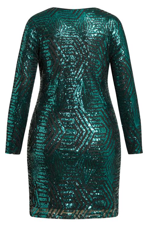 Evans Green Emerald Sequin Geometric Mini Dress 6