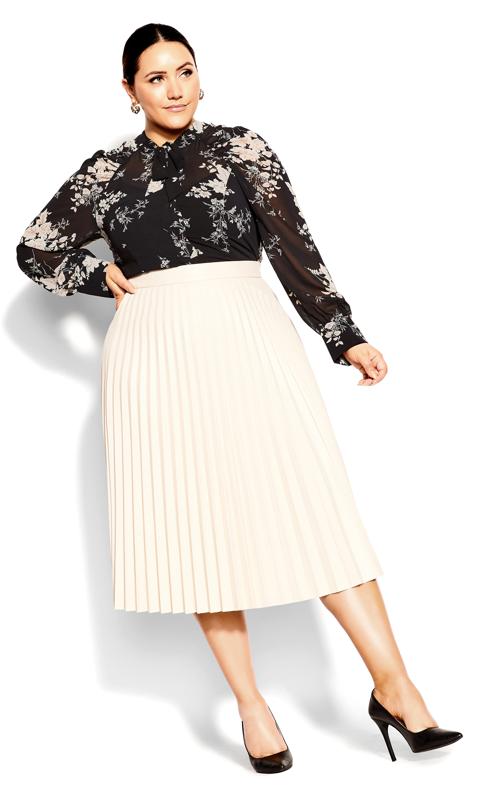  Grande Taille Evans Ivory Pleated Nights Skirt