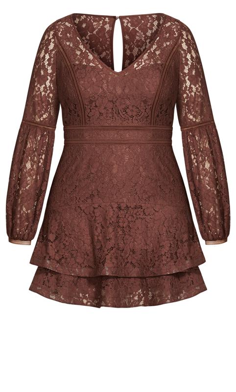 Evans Brown Lace Frill Mini Dress 4