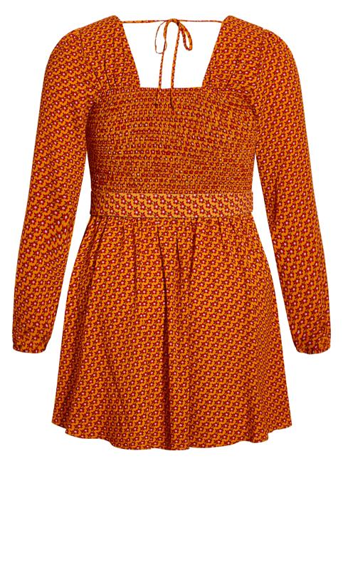 Evans Orange Retro Floral Print Belted Mini Dress 5