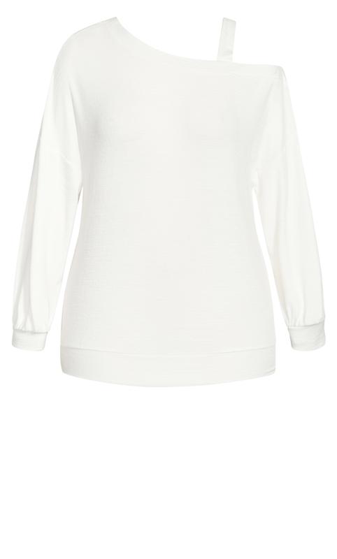 Evans White One Shoulder Soft Touch Sweatshirt 6