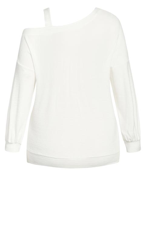 Evans White One Shoulder Soft Touch Sweatshirt 7
