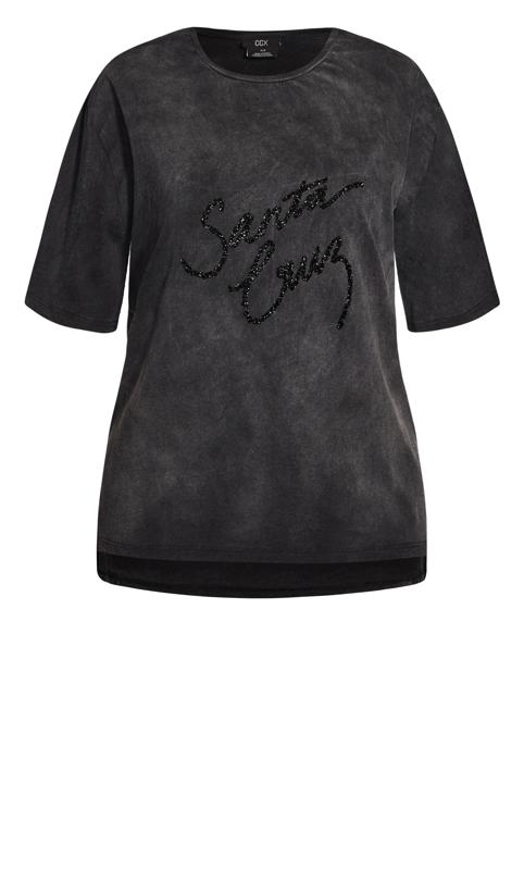 Evans Black Wash 'Santa Cruz' Glitter Embellished T-Shirt 7