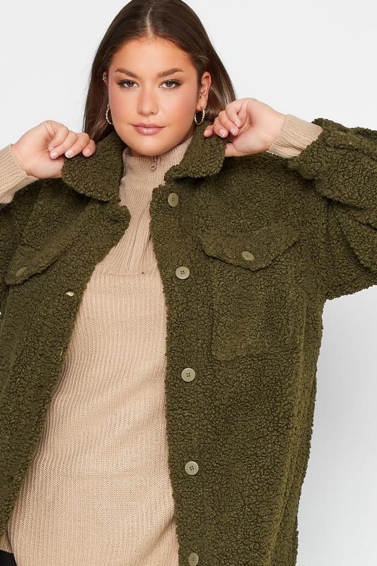 Plus Size Green Teddy Midi Shacket | Yours Clothing 4
