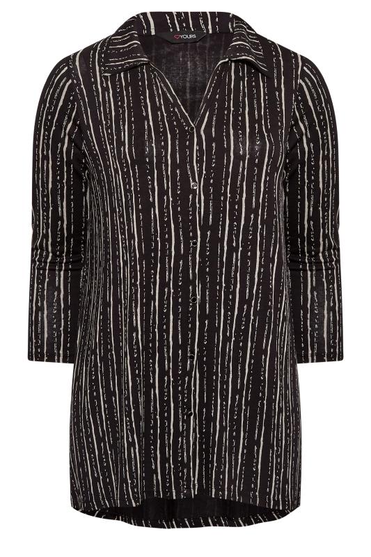 Plus Size Black Stripe Print Button Through Shirt | Yours Clothing 6