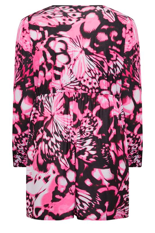LIMITED COLLECTION Plus Size Black Butterfly Print Wrap Top | Yours Clothing 7