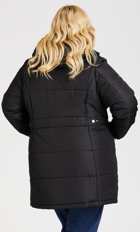 EVANS Plus Size Black Faux Fur Hooded Puffer Jacket | Evans  4