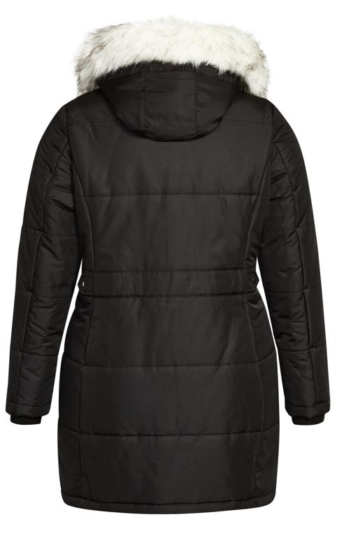 EVANS Plus Size Black Faux Fur Hooded Puffer Jacket | Evans  6