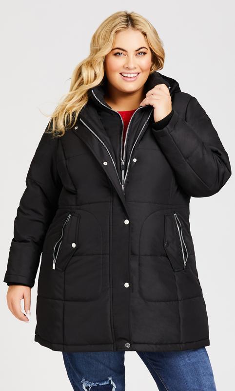 EVANS Plus Size Black Faux Fur Hooded Puffer Jacket | Evans  10