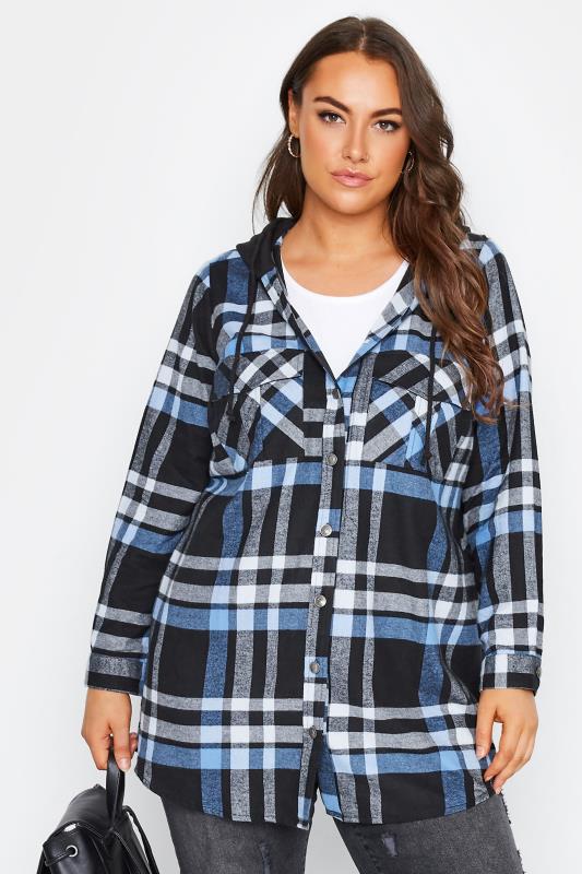 Curve Blue Check Hooded Shirt 1