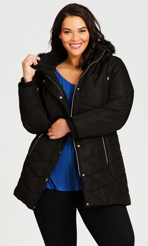 EVANS Plus Size Black Quilted Puffer Coat | Evans  2