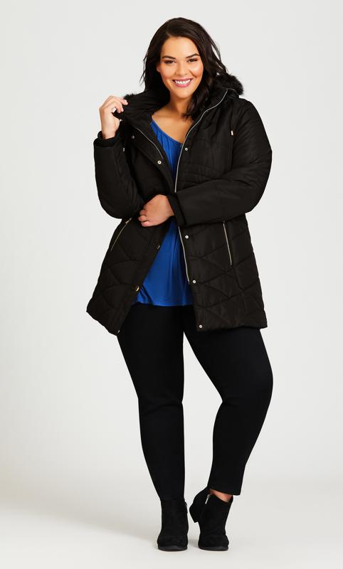 EVANS Plus Size Black Quilted Puffer Coat | Evans  4