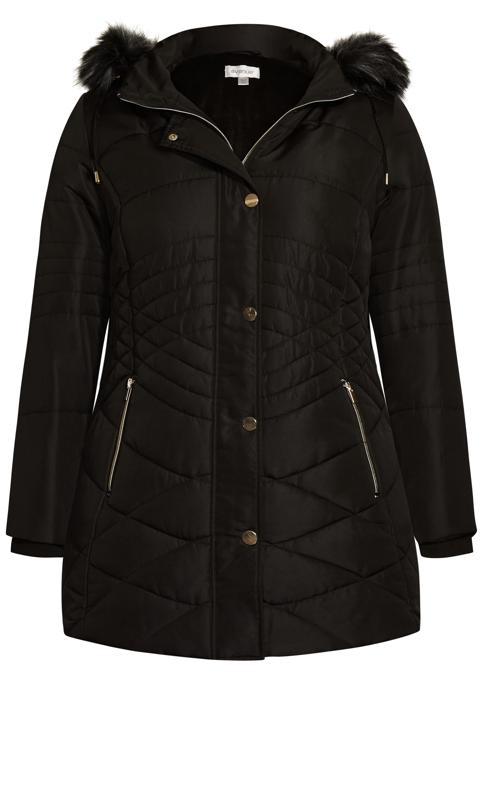 EVANS Plus Size Black Quilted Puffer Coat | Evans  8