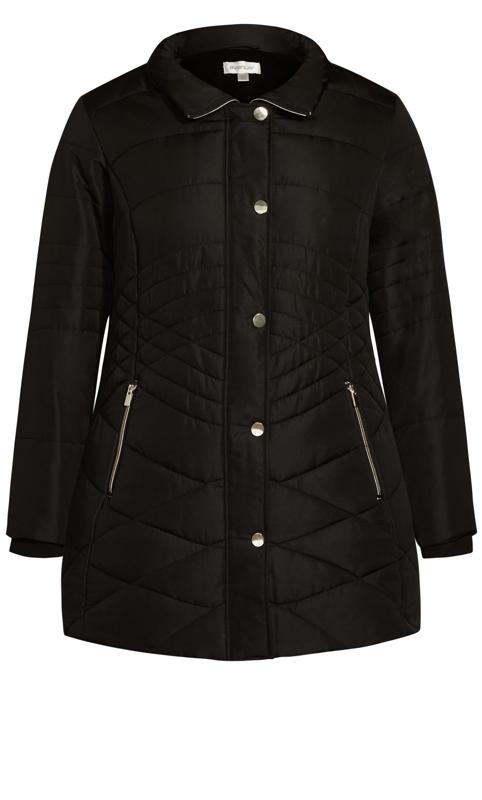 EVANS Plus Size Black Quilted Puffer Coat | Evans  10