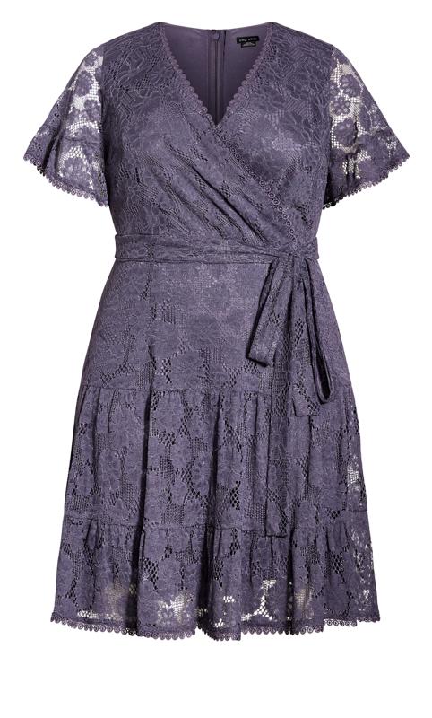 Evans Purple Lace Wrap Front Mini Dress 4