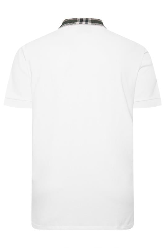 LYLE & SCOTT Big & Tall White Tartan Collar Polo Shirt | BadRhino 4
