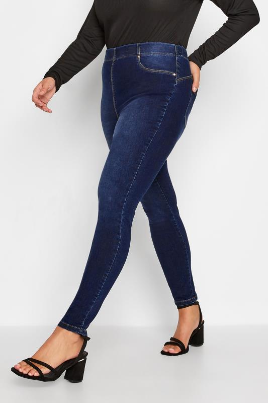 Shaper Jeans YOURS FOR GOOD Curve Indigo Blue Pull On Bum Shaper Stretch LOLA Jeggings