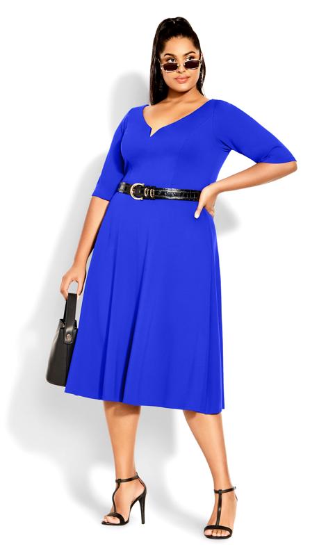 Evans Cobalt Blue Elbow Sleeve Midi Dress 1