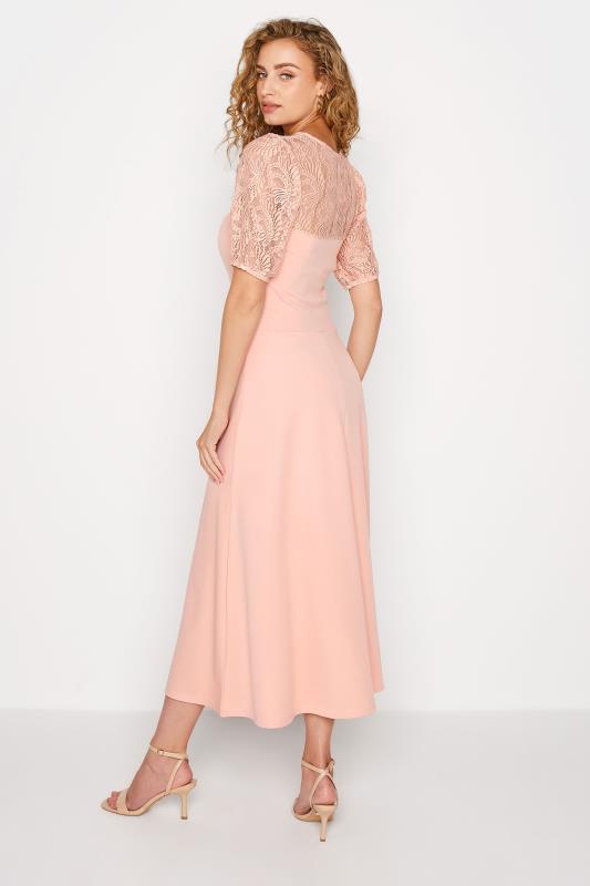 LTS Tall Pink Lace Midi Dress 3