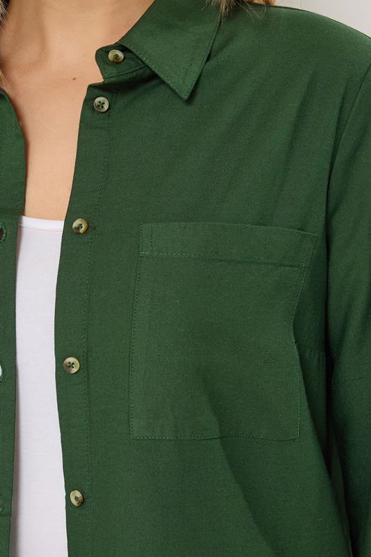 LTS Tall Women's Forest Green Long Sleeve Linen Shirt | Long Tall Sally  5