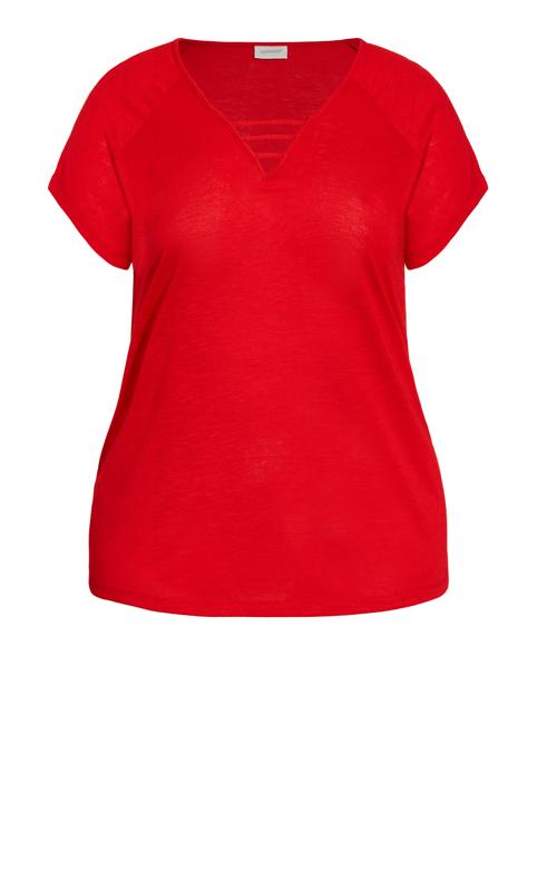 Evans Red Strap Detail V-Neck T-Shirt 6