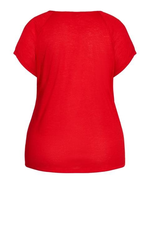 Evans Red Strap Detail V-Neck T-Shirt 7