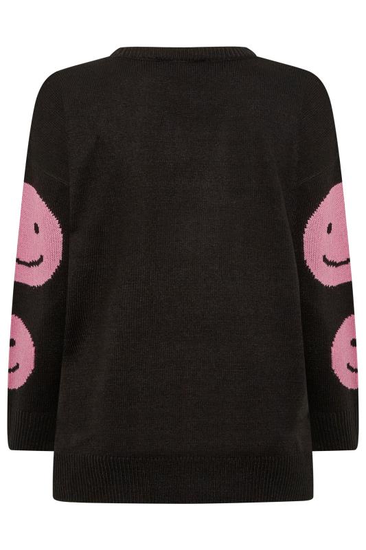 Plus Size Black Smile Jacquard Knitted Jumper | Yours Clothing 7