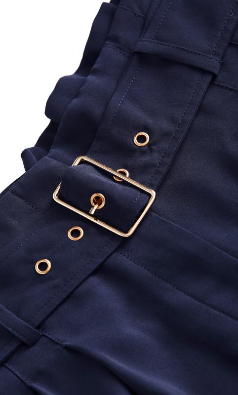 Evans Navy Blue Belted Wide Leg Trousers 6