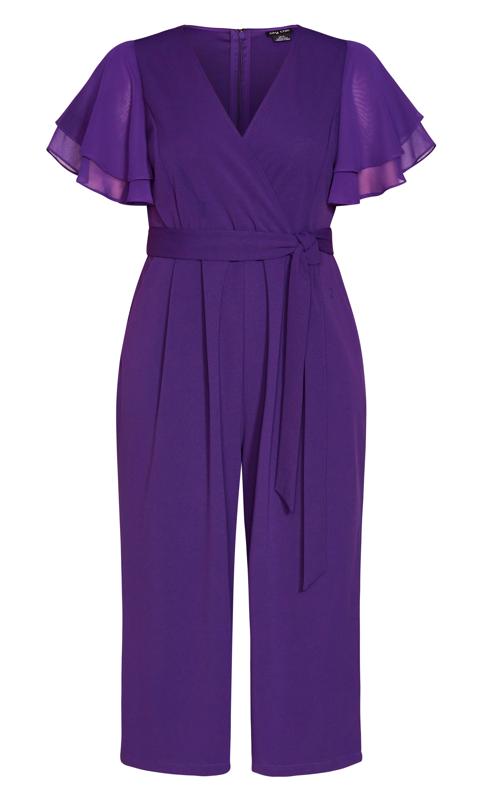 Evans Purple Wrap Tie Waist Culotte Jumpsuit 4