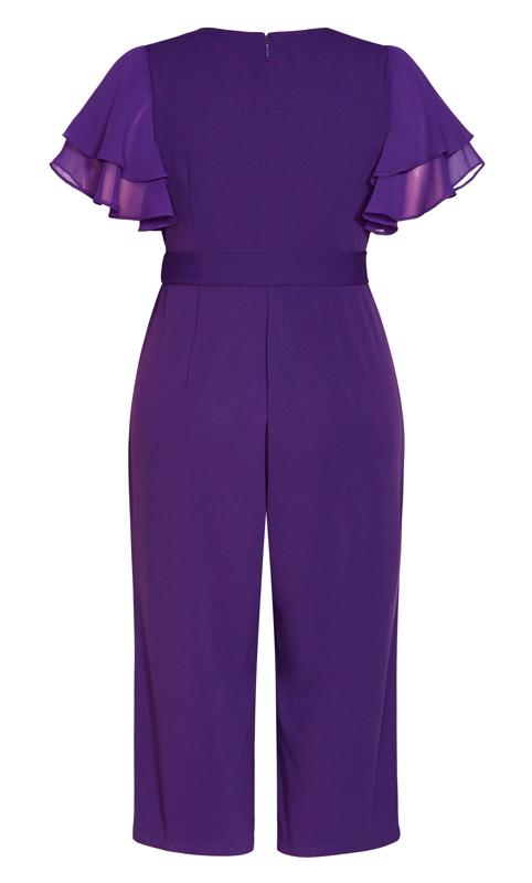 Evans Purple Wrap Tie Waist Culotte Jumpsuit 5