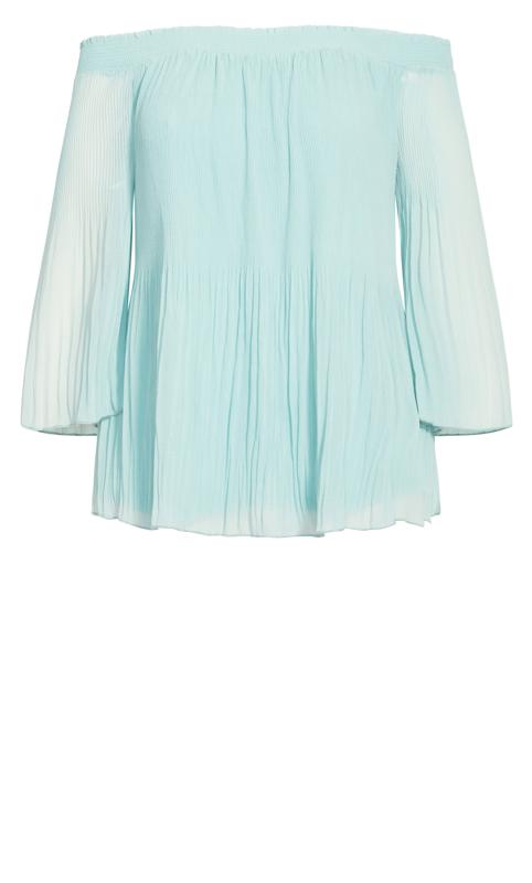 City Chic Light Green Pleated Off Shoulder Top 4