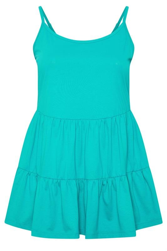 YOURS Plus Size Turquoise Blue Tiered Strappy Vest Top | Yours Clothing 5