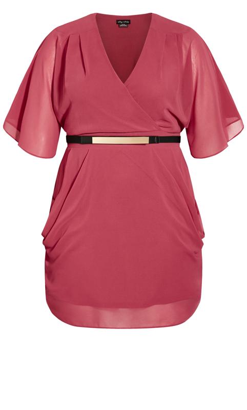 Colour Wrap Carmine Pink Belted Dress 4