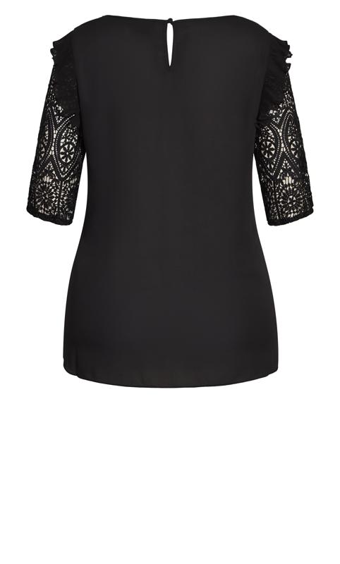 Evans Black Lace & Frill Sleeve Top Top 6