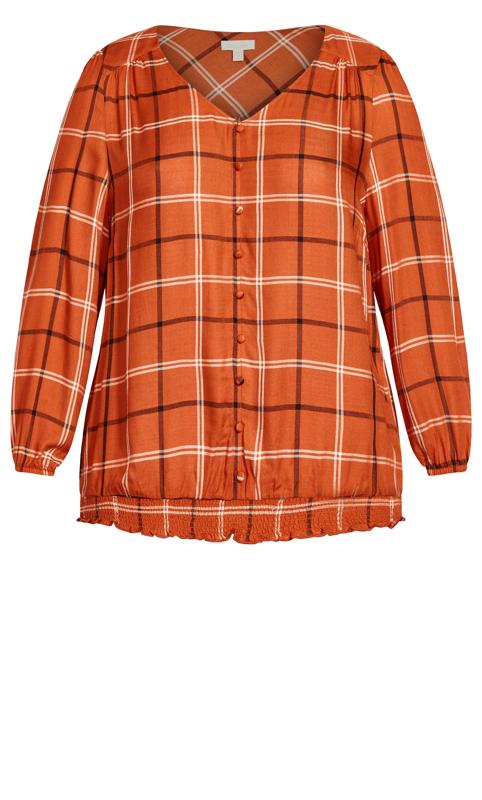 Evans Orange Check Print Long Sleeve Shirt 5