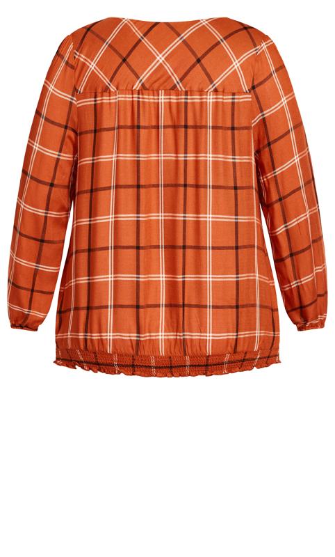 Evans Orange Check Print Long Sleeve Shirt 6