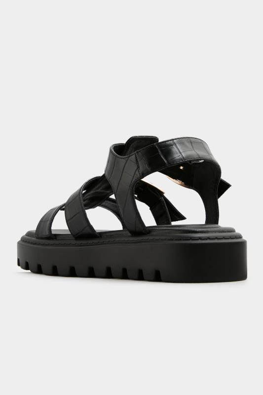 LTS Black Croc Gladiator Sandals In Standard Fit | Long Tall Sally 4