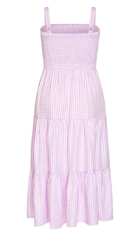 Evans Light Purple Gingham Shirred Maxi Dress 6