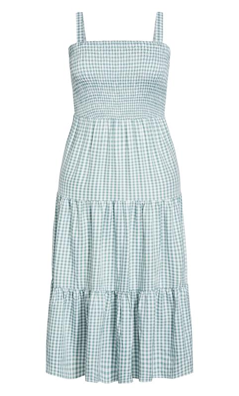 Evans Blue Gingham Shirred Maxi Dress 4
