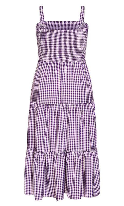 Evans Light Purple Gingham Shirred Maxi Dress 8