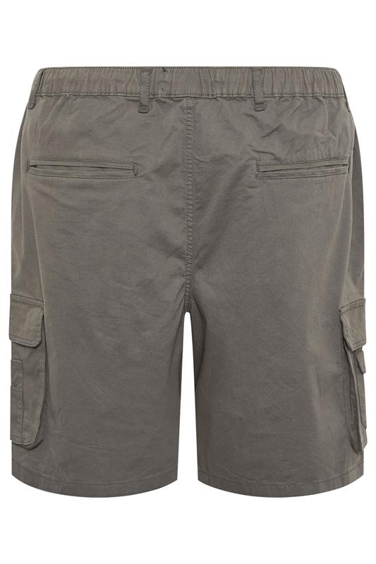 KAM Big & Tall Slate Grey Elastic Waist Cargo Shorts | BadRhino 4