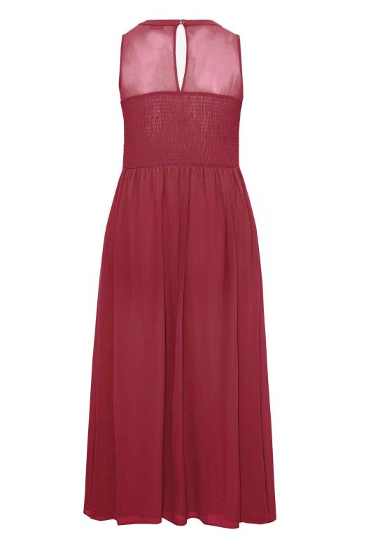 Plus Size YOURS LONDON Curve Burgundy Red Lace Front Chiffon Maxi Dress | Yours Clothing  8