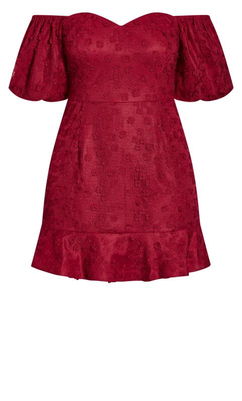 Evans Red Embroidered Puff Sleeve Midi Dress 3