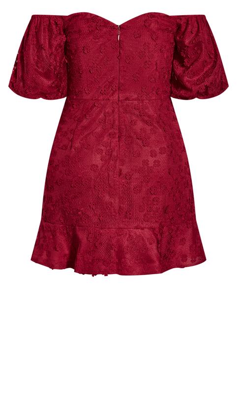 Evans Red Embroidered Puff Sleeve Midi Dress 4