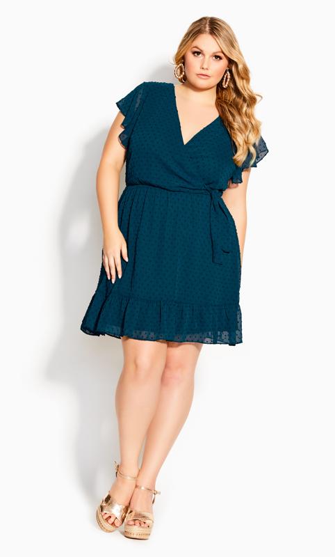  Grande Taille City Chic Green Dobby Tie Dress